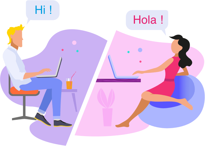 InstaCams online video chat illustration with two people chatting